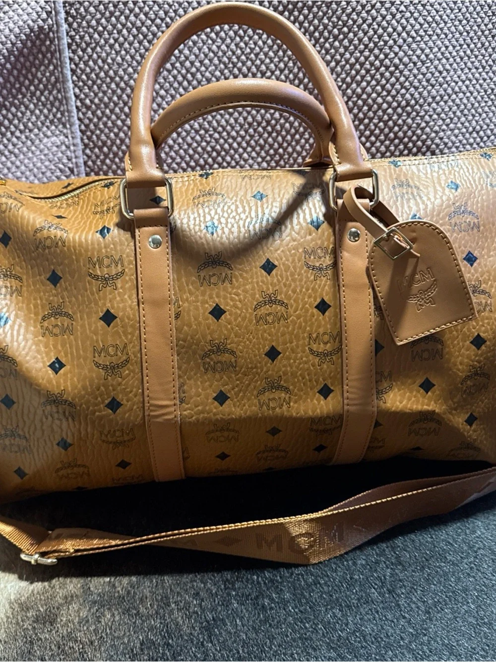 Monogram Cognac Logo Duffel Bag